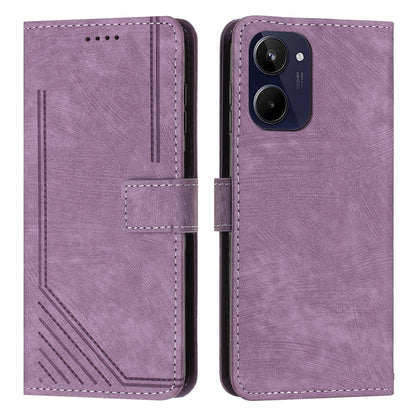 For Realme 10 4G Flip Folio Wallet Cover PU Leather Lines Imprinted Stand Protective Phone Case