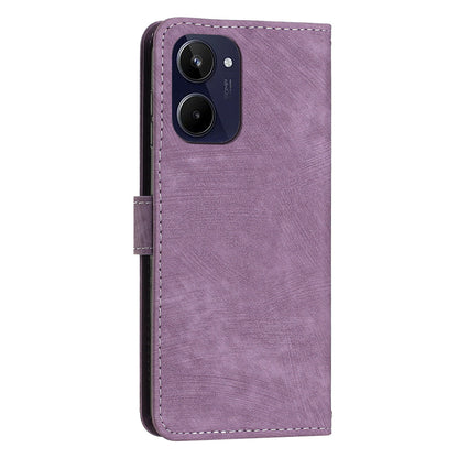 For Realme 10 4G Flip Folio Wallet Cover PU Leather Lines Imprinted Stand Protective Phone Case