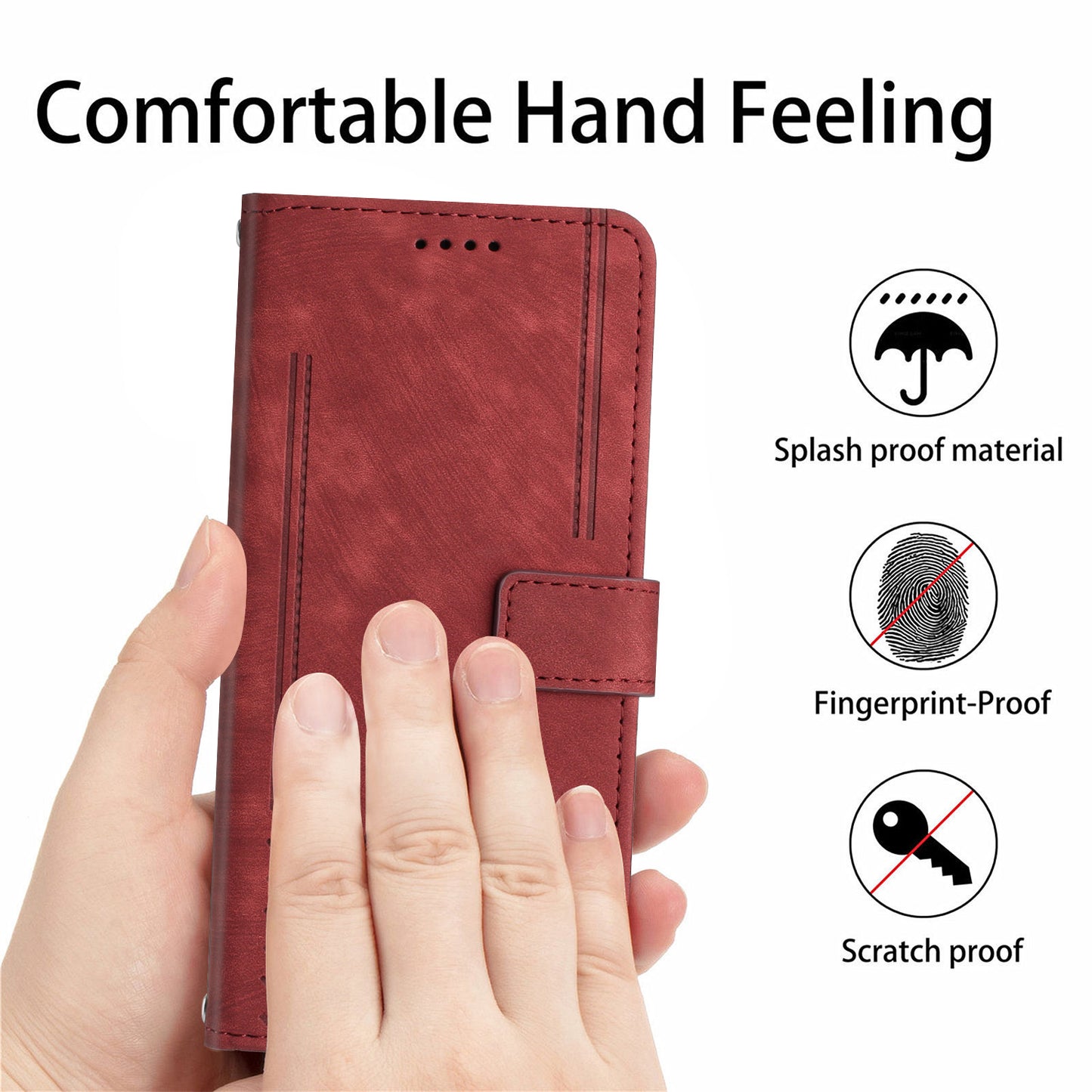 For Realme 10 Pro+ 5G PU Leather Protective Cover Lines Imprinted Stand Magnetic Folio Phone Case