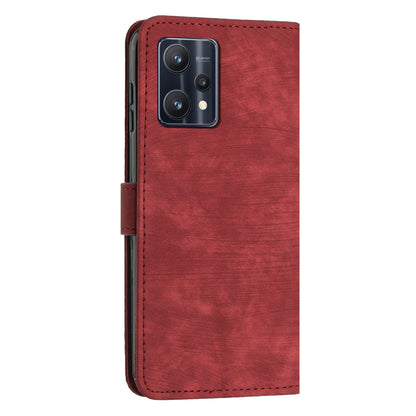 For Realme 9 Pro 5G / 9 5G / V25 / OnePlus Nord CE 2 Lite 5G Phone Case Leather Lines Imprinted Stand Wallet Cover with Straps