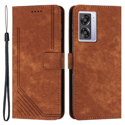 Leather Case for Oppo A57 (2022) 5G / 4G / A77 5G / Realme V23 5G Wallet Stand Phone Shell Lines Imprint Cover