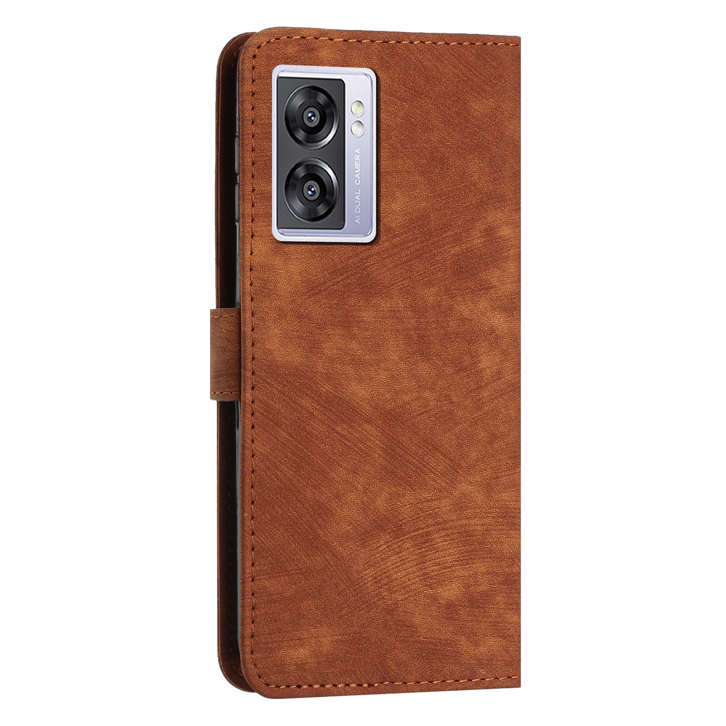 Leather Case for Oppo A57 (2022) 5G / 4G / A77 5G / Realme V23 5G Wallet Stand Phone Shell Lines Imprint Cover