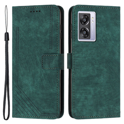 Leather Case for Oppo A57 (2022) 5G / 4G / A77 5G / Realme V23 5G Wallet Stand Phone Shell Lines Imprint Cover