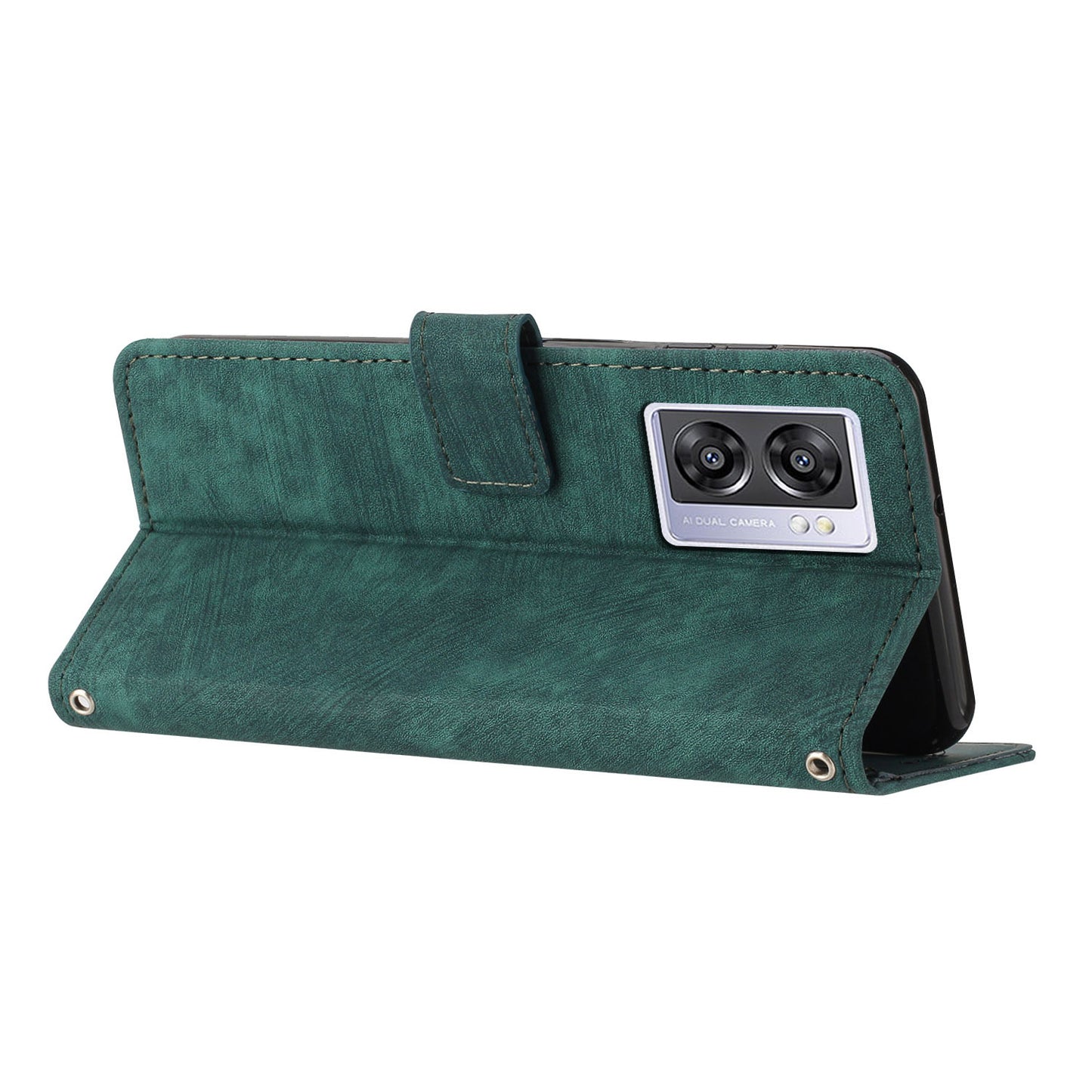 Leather Case for Oppo A57 (2022) 5G / 4G / A77 5G / Realme V23 5G Wallet Stand Phone Shell Lines Imprint Cover