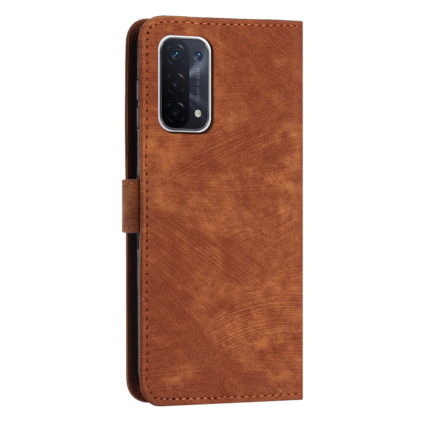 Phone Case for Oppo A74 5G / A93 5G / A54 5G Leather Wallet Stand Lines Imprint Cover