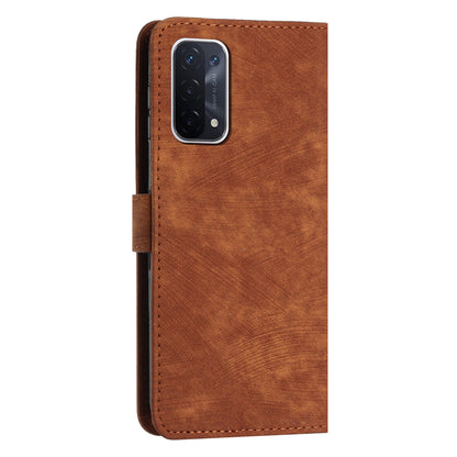 Phone Case for Oppo A74 5G / A93 5G / A54 5G Leather Wallet Stand Lines Imprint Cover