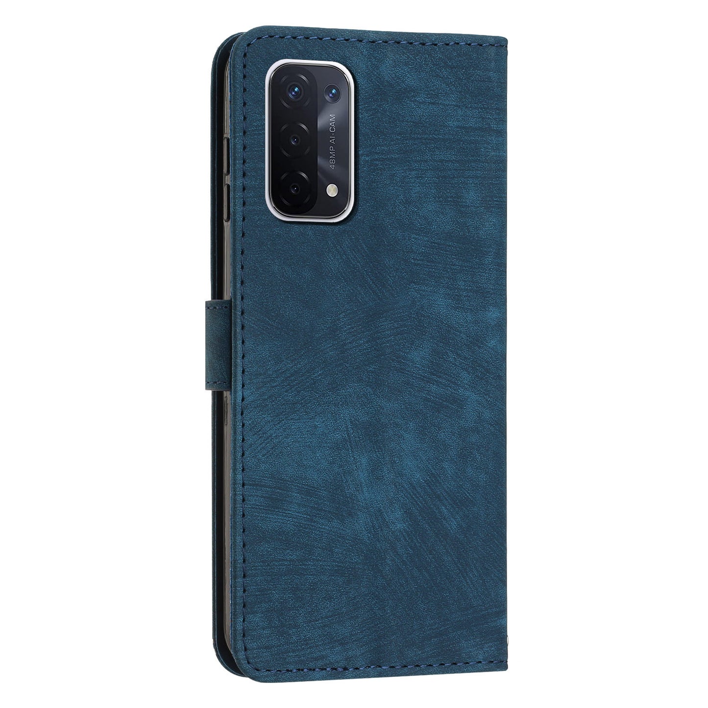 Phone Case for Oppo A74 5G / A93 5G / A54 5G Leather Wallet Stand Lines Imprint Cover