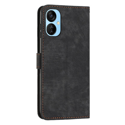 For Tecno Spark 9T 4G Skin-touch Stand Phone Case Imprint Lines Leather Wallet Anti-Dust Phone Shell Cover