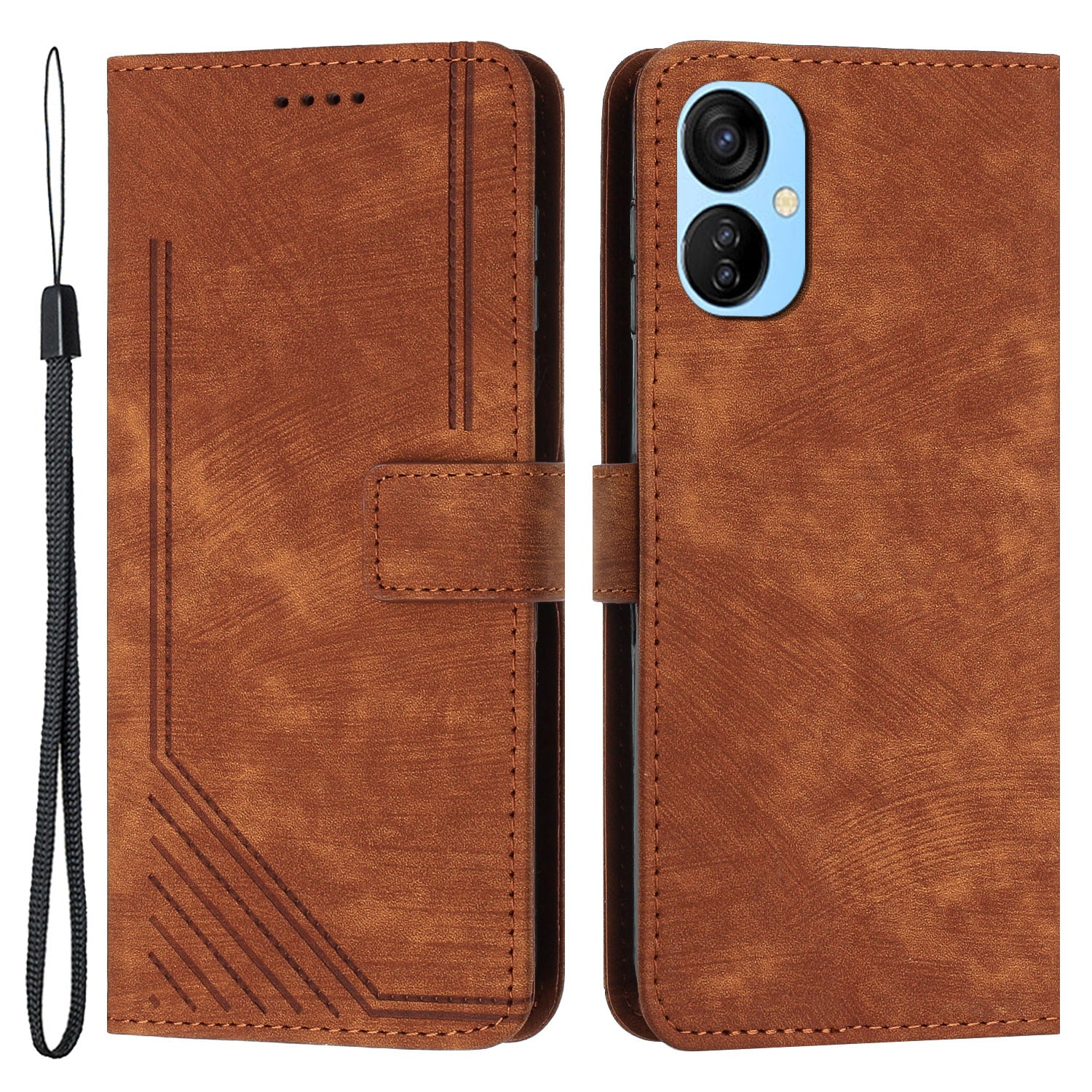 For Tecno Spark 9T 4G Skin-touch Stand Phone Case Imprint Lines Leather Wallet Anti-Dust Phone Shell Cover
