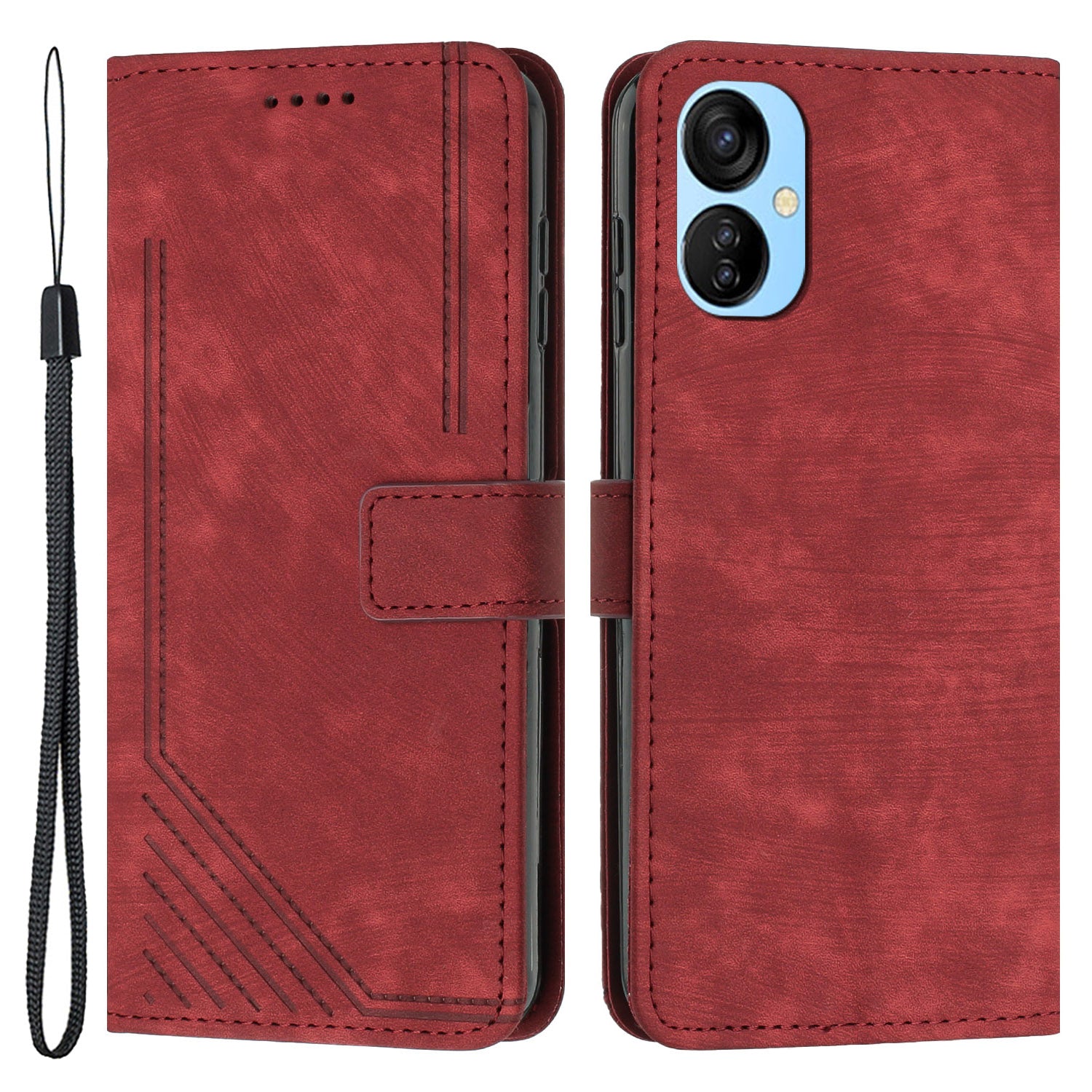 For Tecno Spark 9T 4G Skin-touch Stand Phone Case Imprint Lines Leather Wallet Anti-Dust Phone Shell Cover