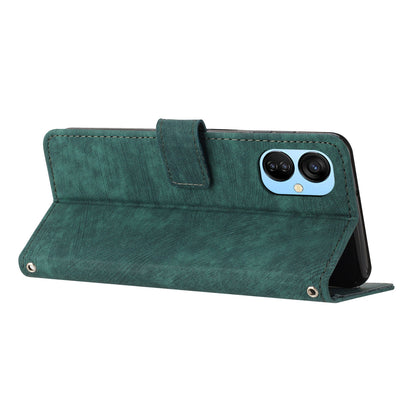 For Tecno Spark 9T 4G Skin-touch Stand Phone Case Imprint Lines Leather Wallet Anti-Dust Phone Shell Cover