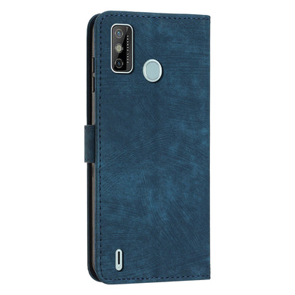 For Tecno Spark 6 Go / Spark Go 2021 / 2020 Leather Phone Wallet Case Lines Imprinted Stand Cover with Straps