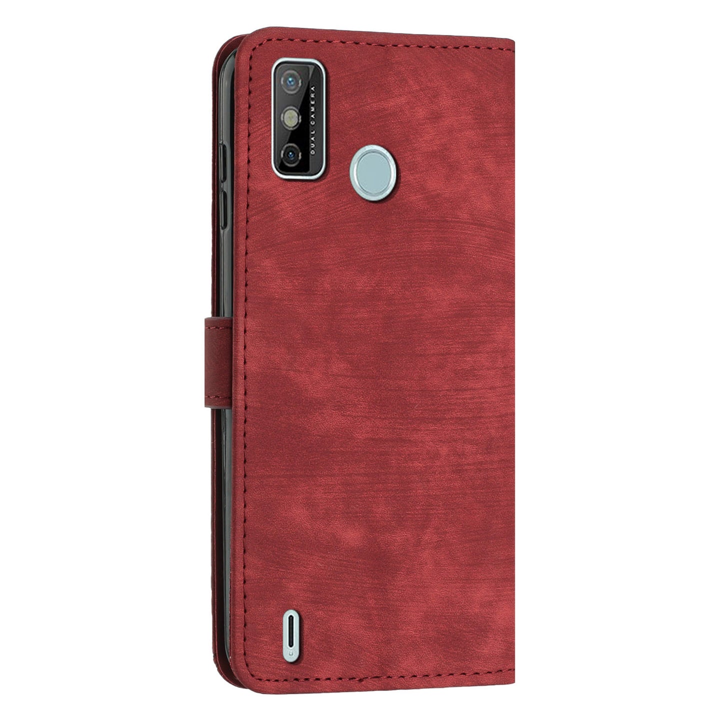 For Tecno Spark 6 Go / Spark Go 2021 / 2020 Leather Phone Wallet Case Lines Imprinted Stand Cover with Straps