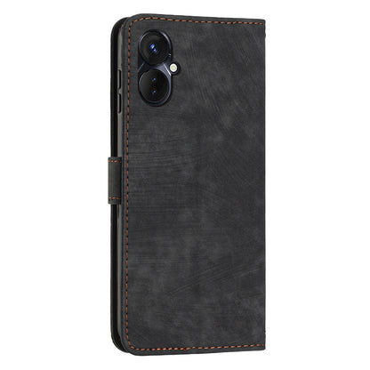 For Tecno Spark 9 Pro 4G PU Leather Wallet Lines Imprint Phone Shell Skin-touch Flip Stand Smartphone Case