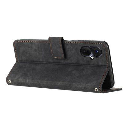 For Tecno Spark 9 Pro 4G PU Leather Wallet Lines Imprint Phone Shell Skin-touch Flip Stand Smartphone Case