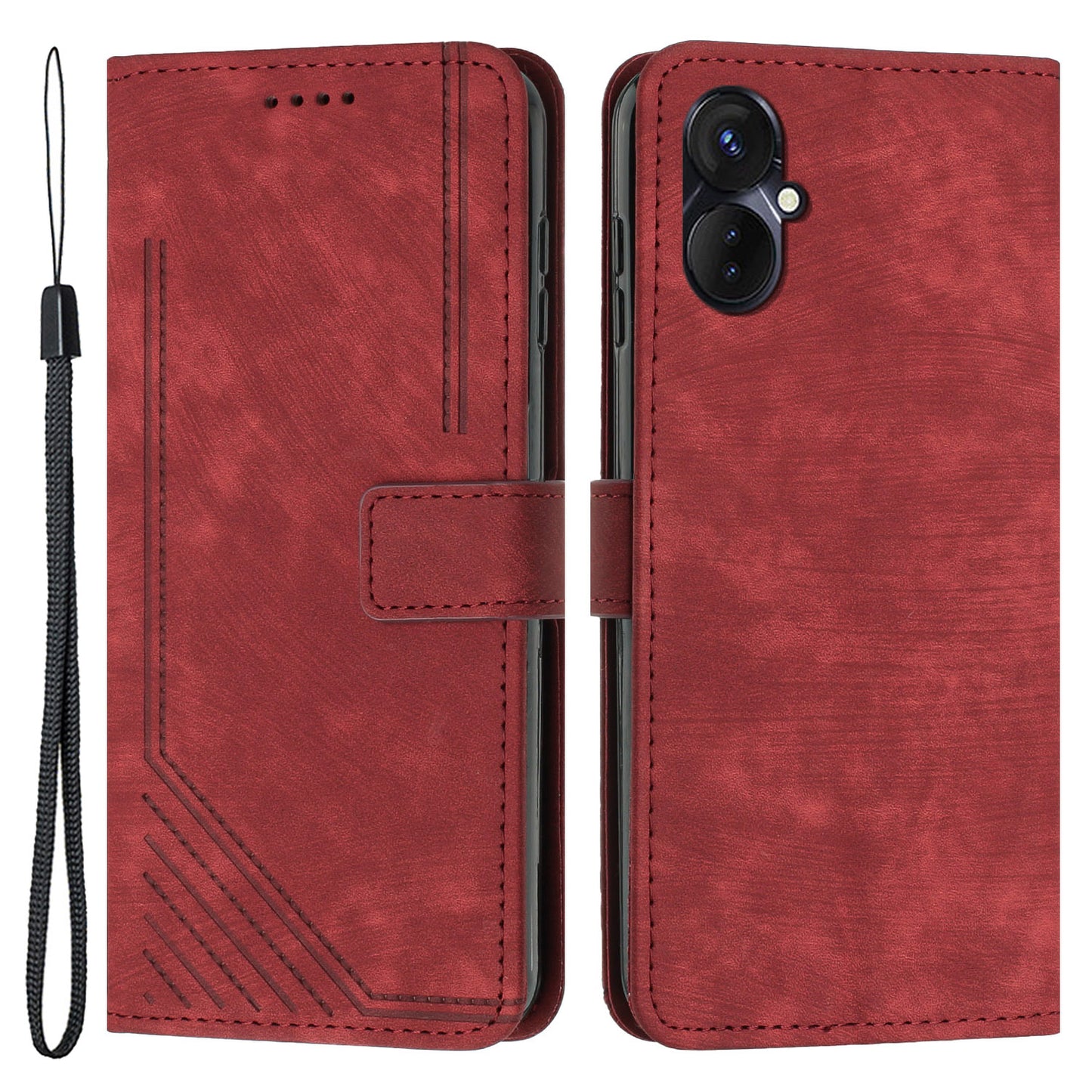 For Tecno Spark 9 Pro 4G PU Leather Wallet Lines Imprint Phone Shell Skin-touch Flip Stand Smartphone Case