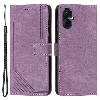 For Tecno Spark 9 Pro 4G PU Leather Wallet Lines Imprint Phone Shell Skin-touch Flip Stand Smartphone Case