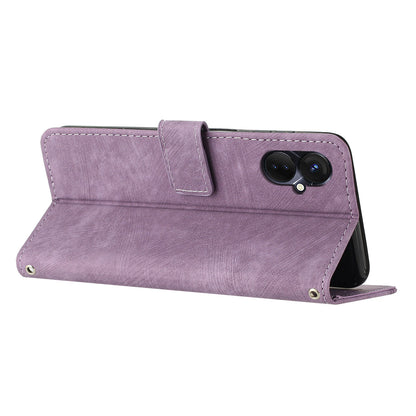 For Tecno Spark 9 Pro 4G PU Leather Wallet Lines Imprint Phone Shell Skin-touch Flip Stand Smartphone Case