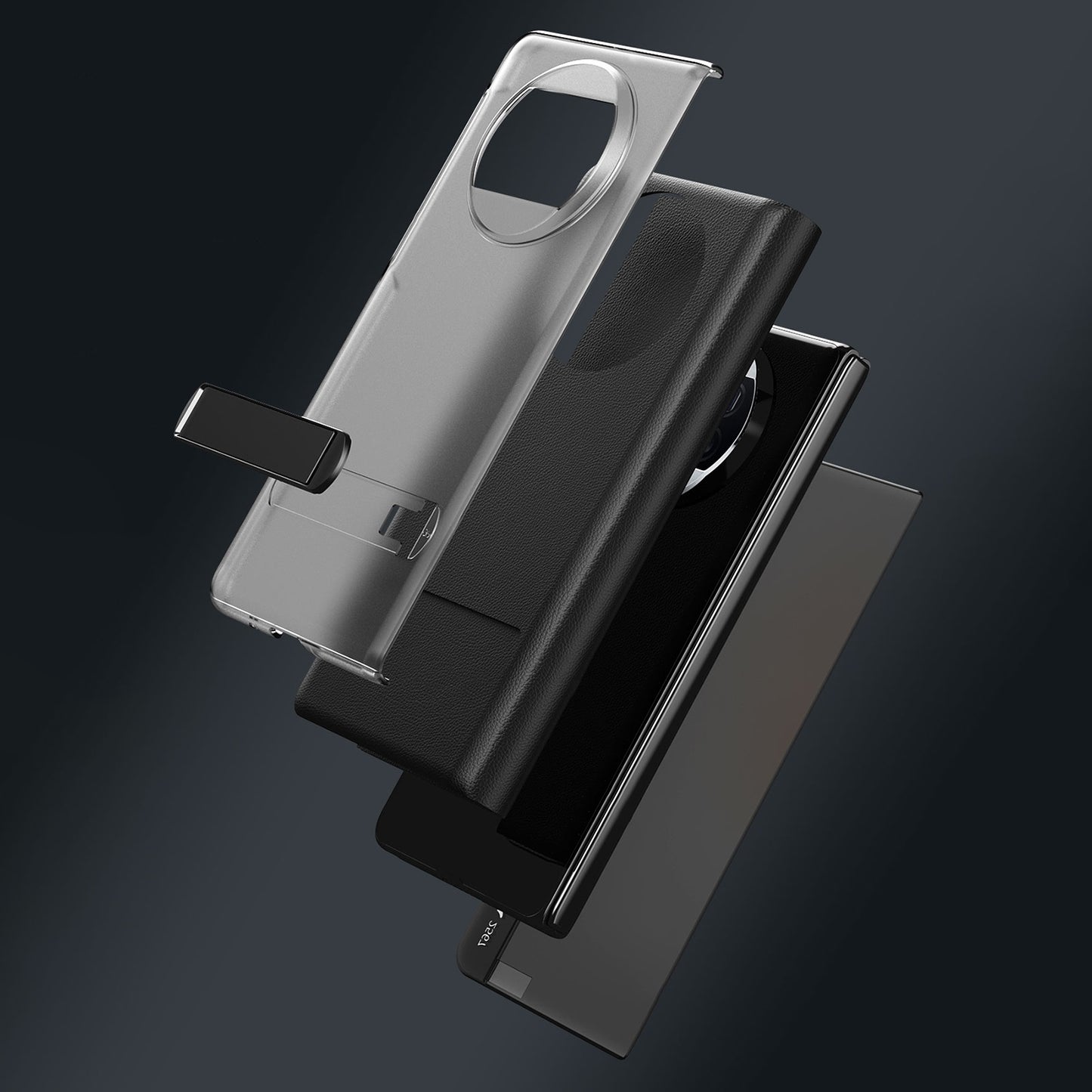 Phone Cover for Huawei Mate X3 5G Protective Case PU Leather PC Phone Shell with Kickstand