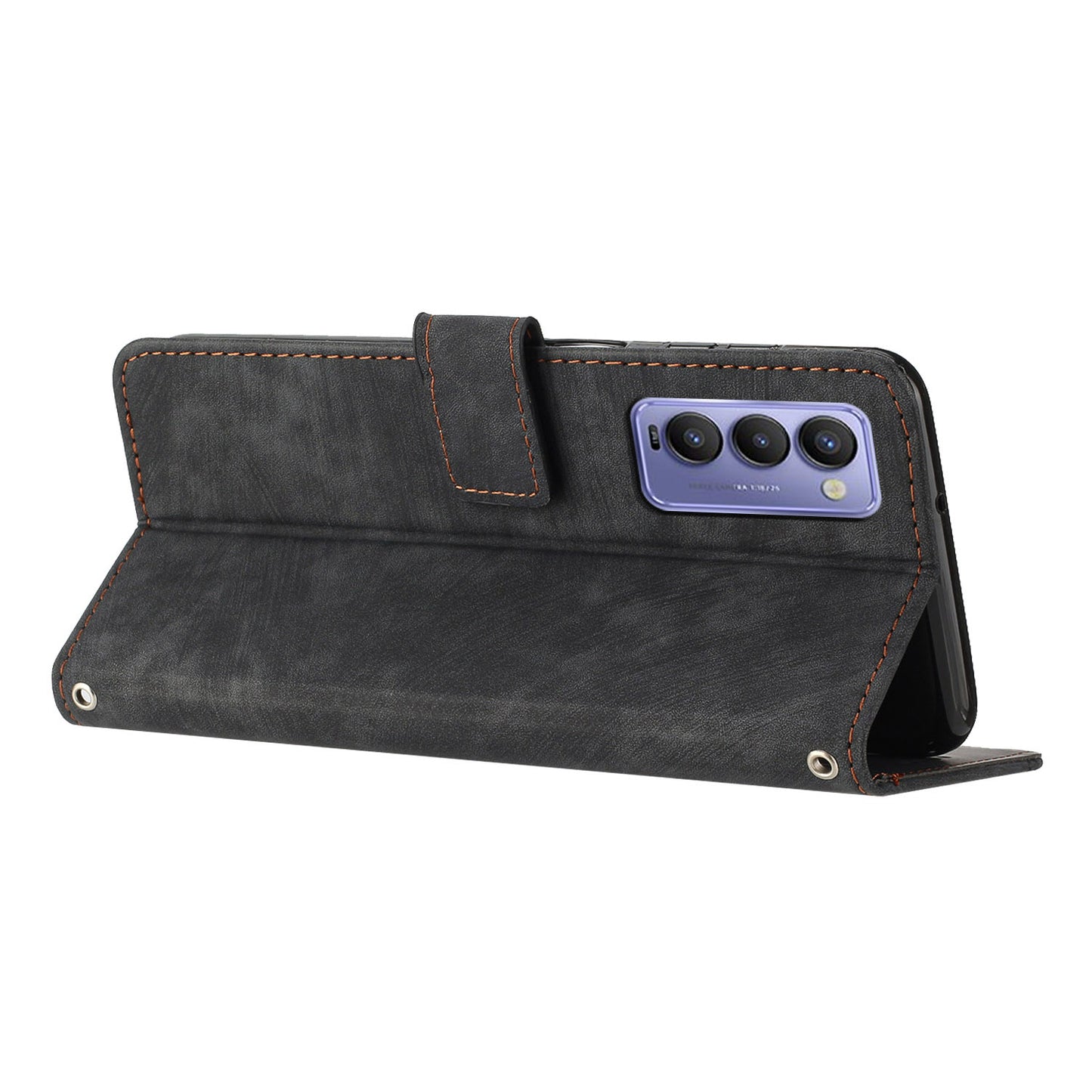 Imprinted Line Phone Case for Tecno Camon 18 P / Camon 18, TPU+PU Leather Wallet Skin-touch Flip Stand Mobile Cover