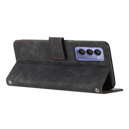 Imprinted Line Phone Case for Tecno Camon 18 P / Camon 18, TPU+PU Leather Wallet Skin-touch Flip Stand Mobile Cover