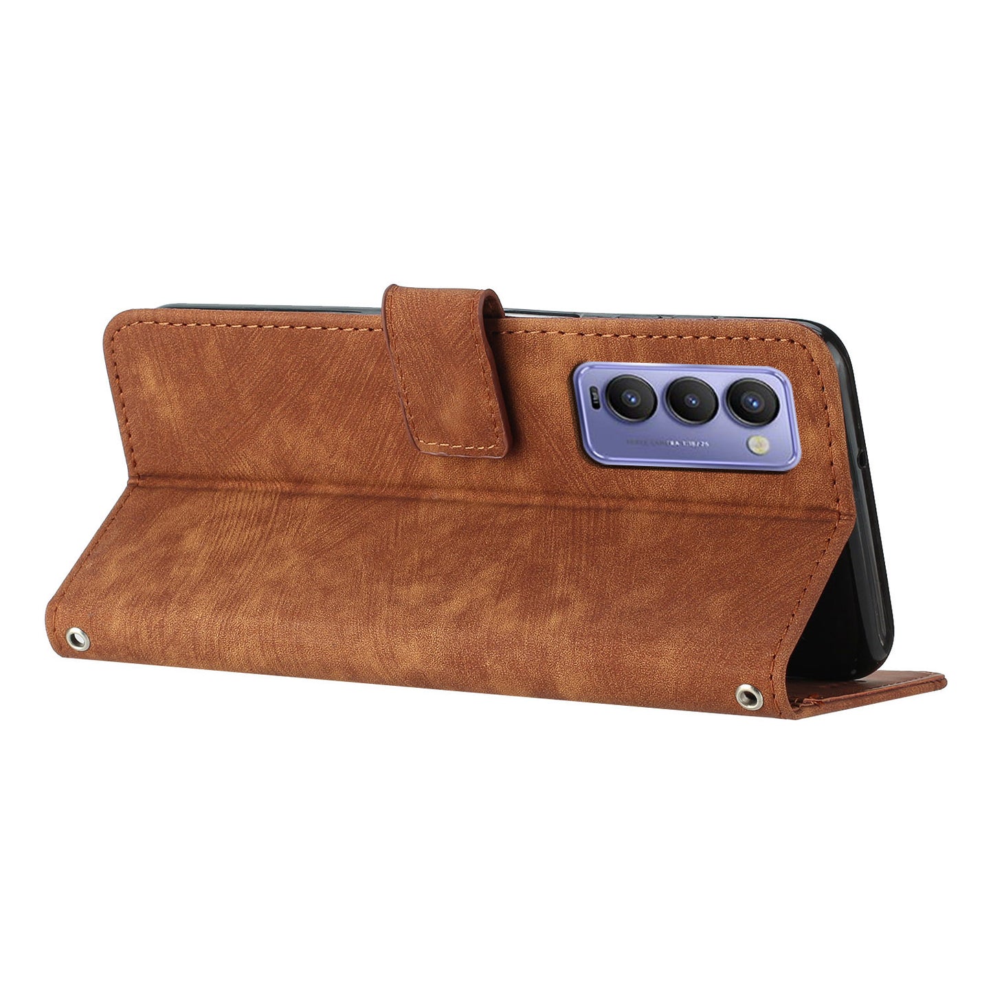 Imprinted Line Phone Case for Tecno Camon 18 P / Camon 18, TPU+PU Leather Wallet Skin-touch Flip Stand Mobile Cover