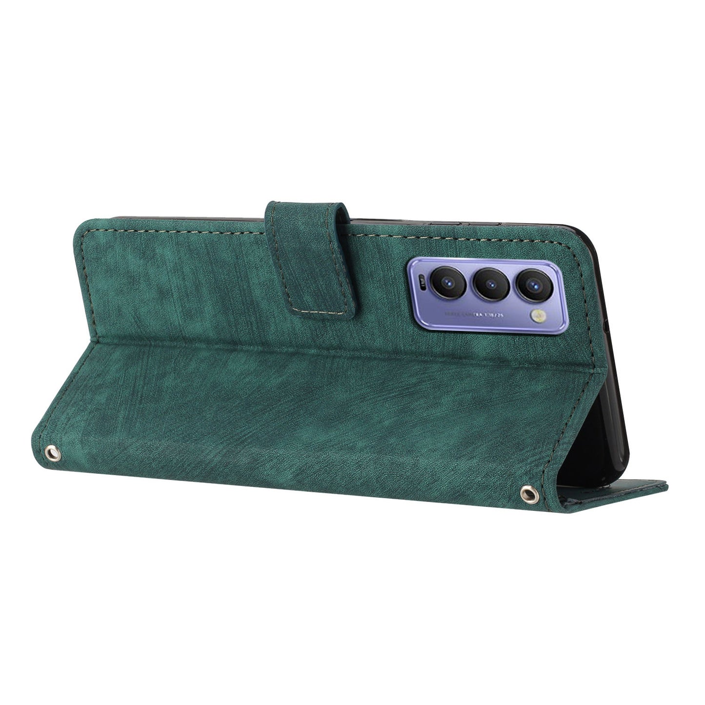 Imprinted Line Phone Case for Tecno Camon 18 P / Camon 18, TPU+PU Leather Wallet Skin-touch Flip Stand Mobile Cover