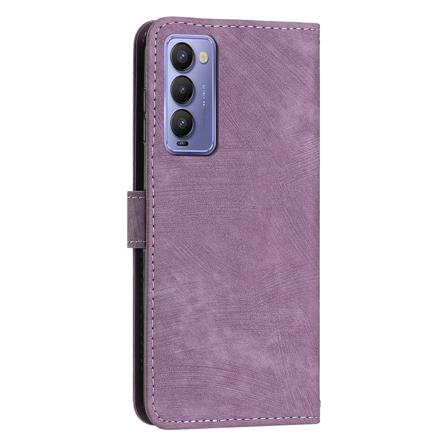 Imprinted Line Phone Case for Tecno Camon 18 P / Camon 18, TPU+PU Leather Wallet Skin-touch Flip Stand Mobile Cover