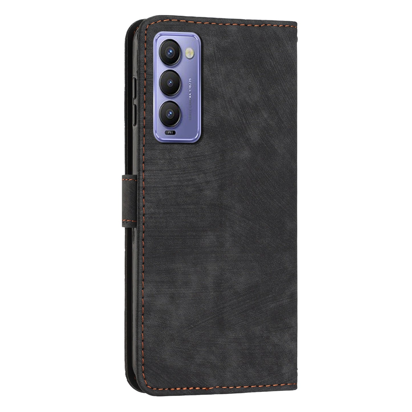 For Tecno Camon 18 / 18 P Phone Wallet Stand Case PU Leather PLines Imprinted Cover with Straps