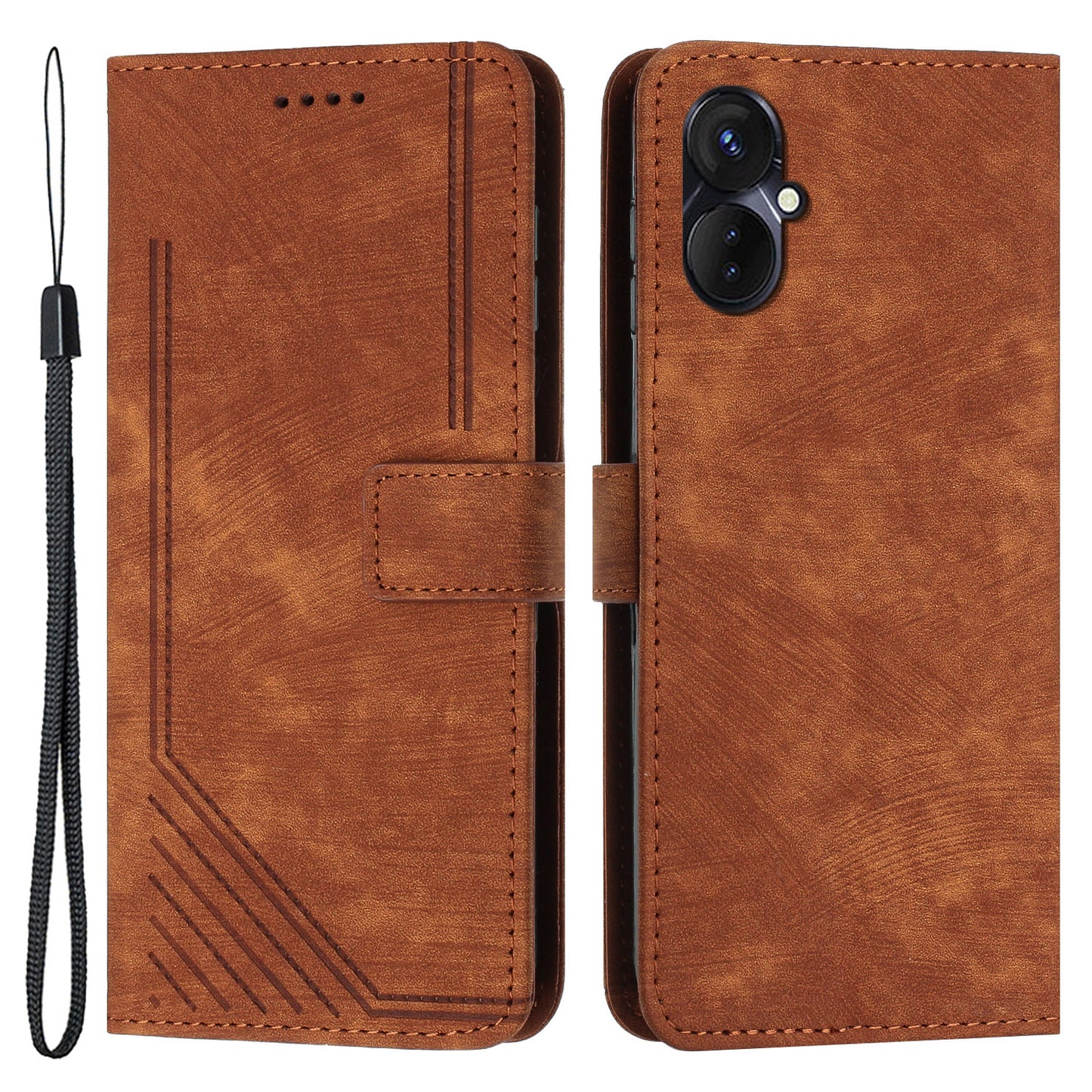 For Tecno Camon 19 Neo 4G Flip Stand Mobile Phone Case Imprint Lines PU Leather Wallet Anti-Dust Skin-touch Cover Shell