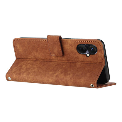 For Tecno Camon 19 Neo 4G Flip Stand Mobile Phone Case Imprint Lines PU Leather Wallet Anti-Dust Skin-touch Cover Shell