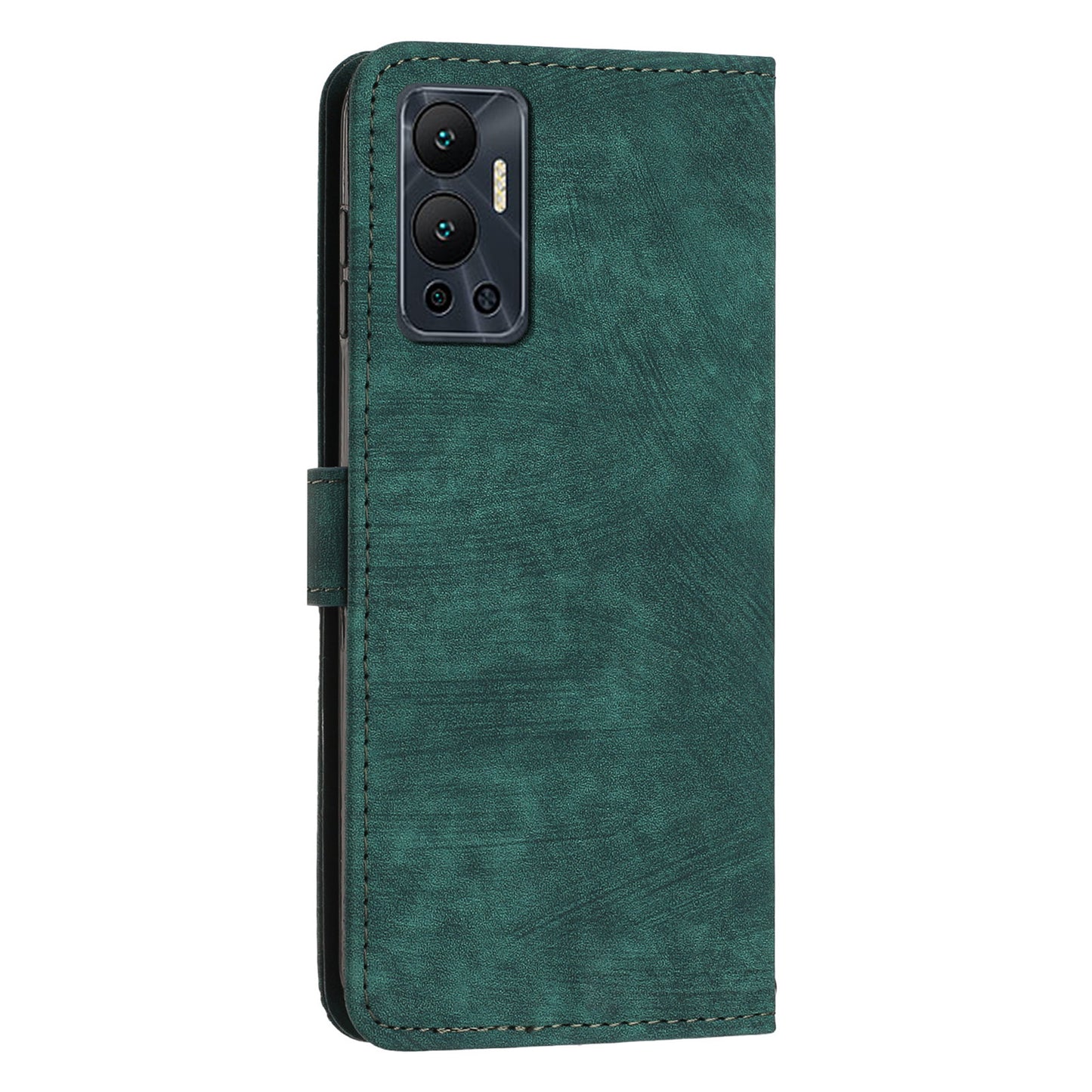 For Infinix Hot 12 4G Stand PU Leather Phone Wallet Case Lines Imprinted Phone Cover with Straps