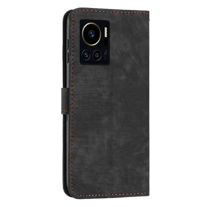 Anti-Dust PU Leather Wallet Phone Case for Infinix Note 12 VIP 4G , Stand Imprinted Lines Phone Shell Cover with Straps