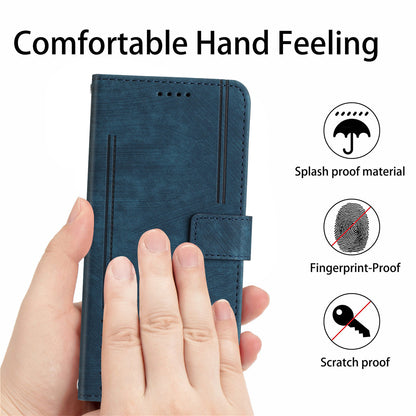 Anti-Dust PU Leather Wallet Phone Case for Infinix Note 12 VIP 4G , Stand Imprinted Lines Phone Shell Cover with Straps
