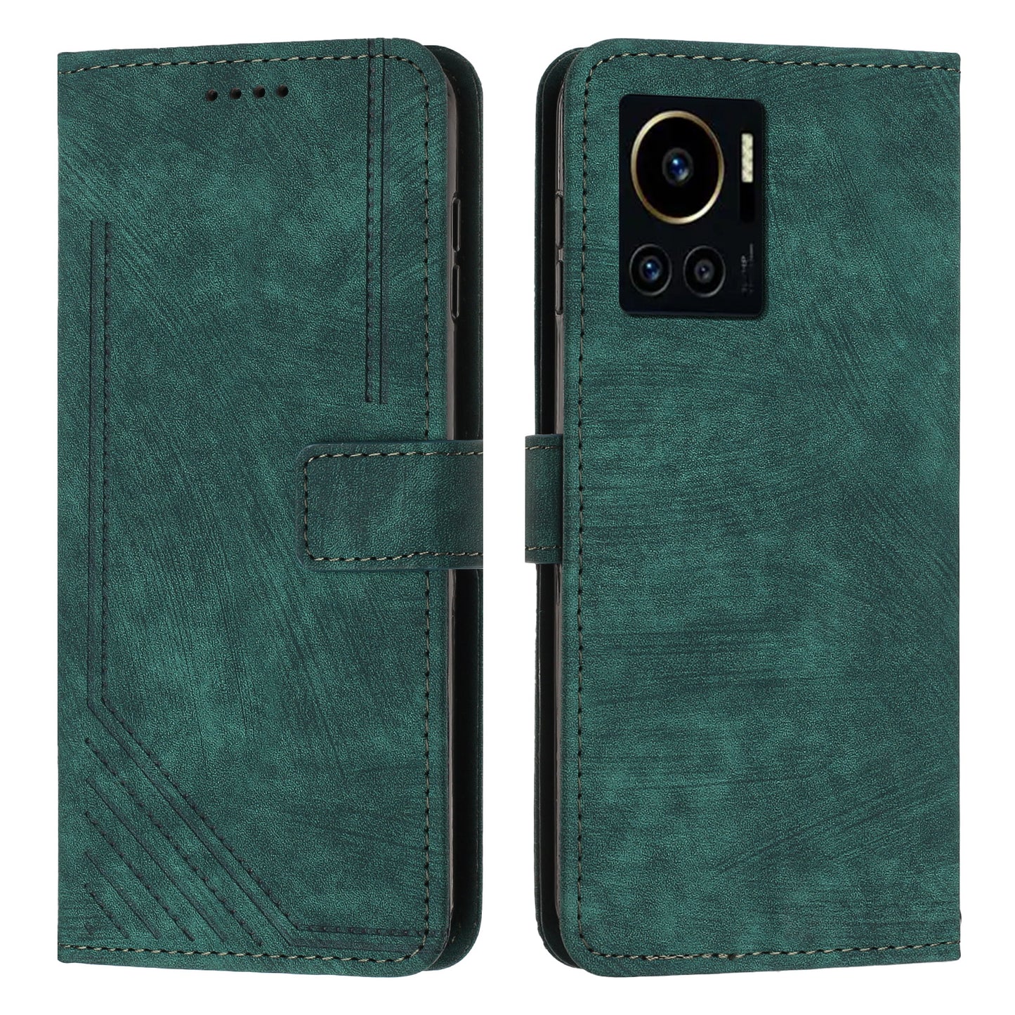 Anti-Dust PU Leather Wallet Phone Case for Infinix Note 12 VIP 4G , Stand Imprinted Lines Phone Shell Cover with Straps