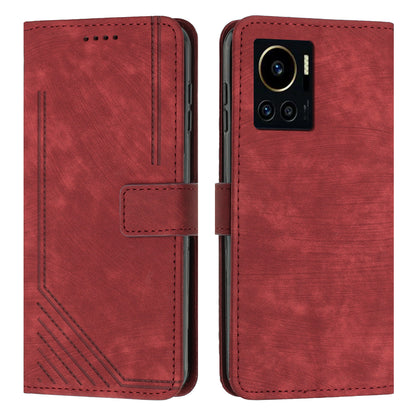 Anti-Dust PU Leather Wallet Phone Case for Infinix Note 12 VIP 4G , Stand Imprinted Lines Phone Shell Cover with Straps