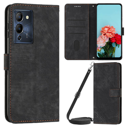 For Infinix Note 12 G96 4G Imprinted Lines Phone Shell Cover PU Leather Wallet Phone Stand Case with Straps