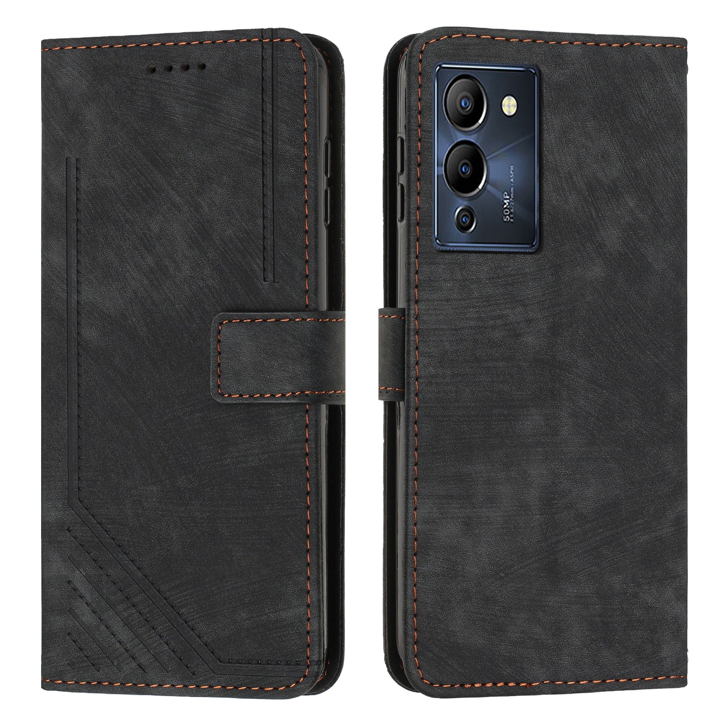 For Infinix Note 12 G96 4G Imprinted Lines Phone Shell Cover PU Leather Wallet Phone Stand Case with Straps