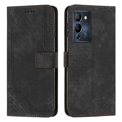 For Infinix Note 12 G96 4G Imprinted Lines Phone Shell Cover PU Leather Wallet Phone Stand Case with Straps