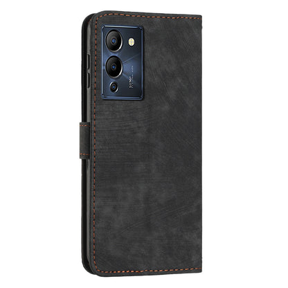 For Infinix Note 12 G96 4G Imprinted Lines Phone Shell Cover PU Leather Wallet Phone Stand Case with Straps