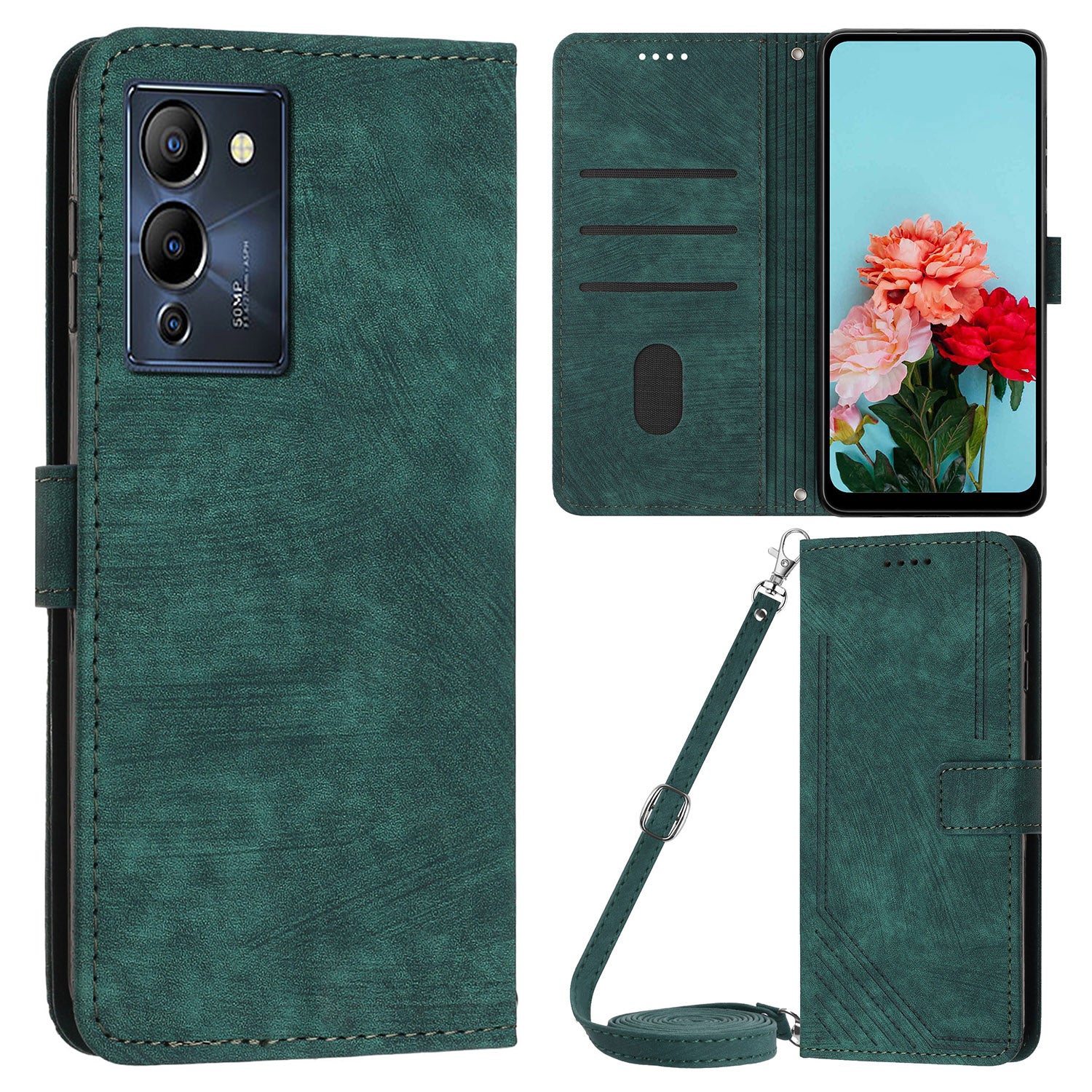 For Infinix Note 12 G96 4G Imprinted Lines Phone Shell Cover PU Leather Wallet Phone Stand Case with Straps