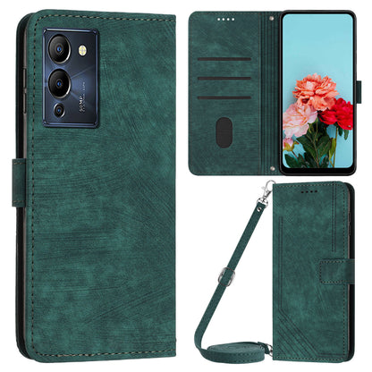 For Infinix Note 12 G96 4G Imprinted Lines Phone Shell Cover PU Leather Wallet Phone Stand Case with Straps
