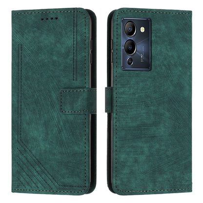 For Infinix Note 12 G96 4G Imprinted Lines Phone Shell Cover PU Leather Wallet Phone Stand Case with Straps