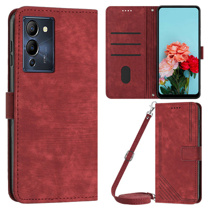 For Infinix Note 12 G96 4G Imprinted Lines Phone Shell Cover PU Leather Wallet Phone Stand Case with Straps
