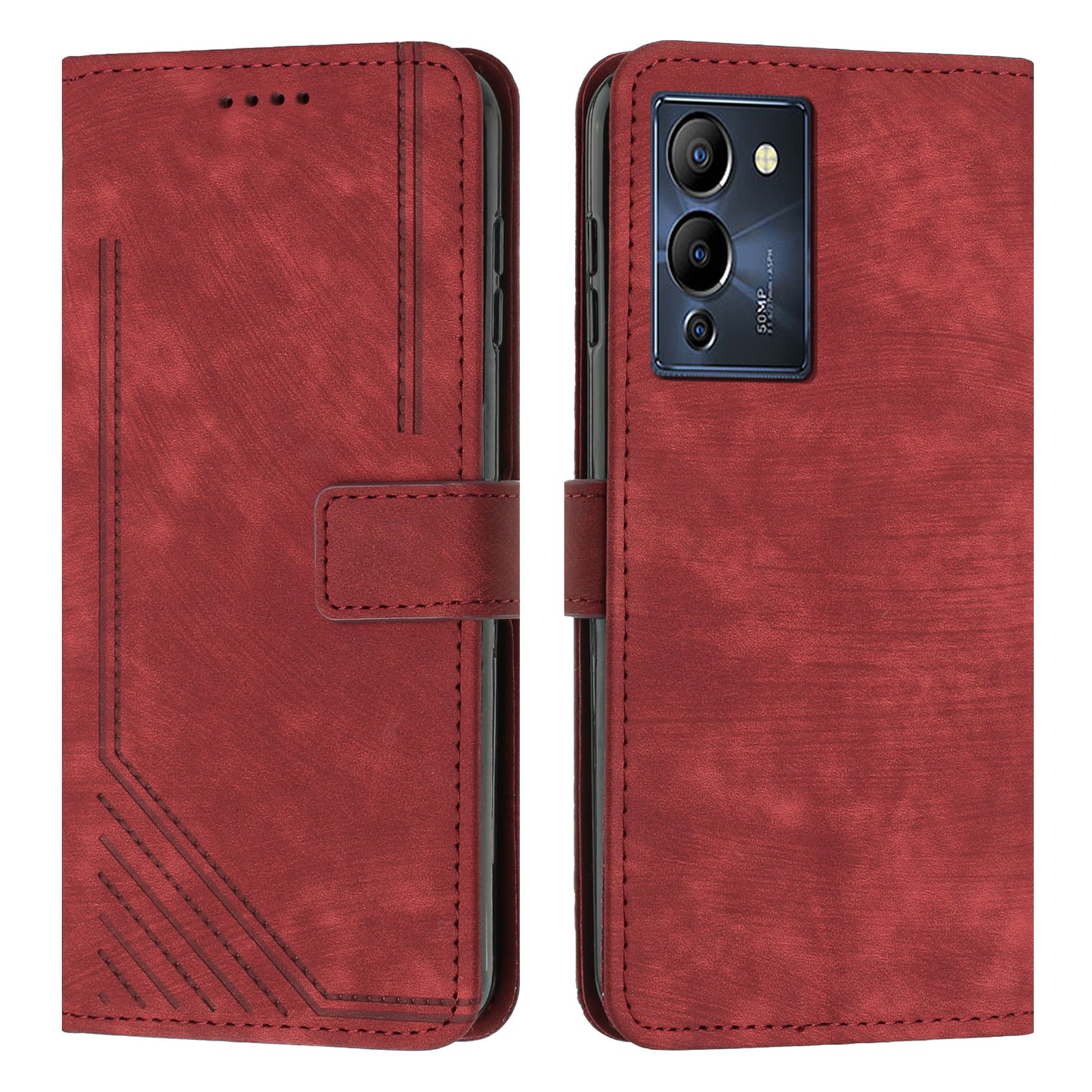 For Infinix Note 12 G96 4G Imprinted Lines Phone Shell Cover PU Leather Wallet Phone Stand Case with Straps