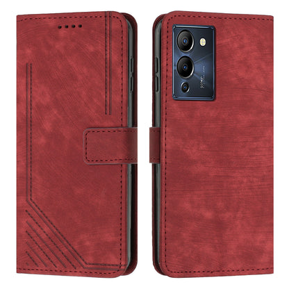For Infinix Note 12 G96 4G Imprinted Lines Phone Shell Cover PU Leather Wallet Phone Stand Case with Straps