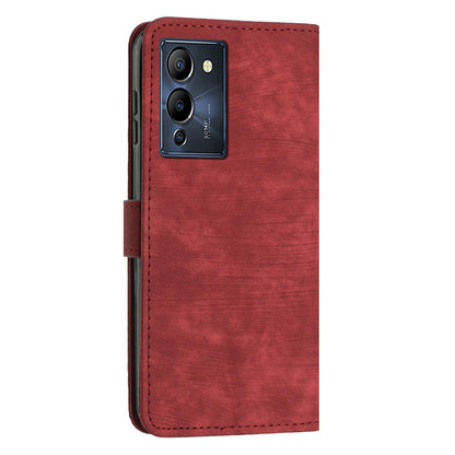 For Infinix Note 12 G96 4G Imprinted Lines Phone Shell Cover PU Leather Wallet Phone Stand Case with Straps