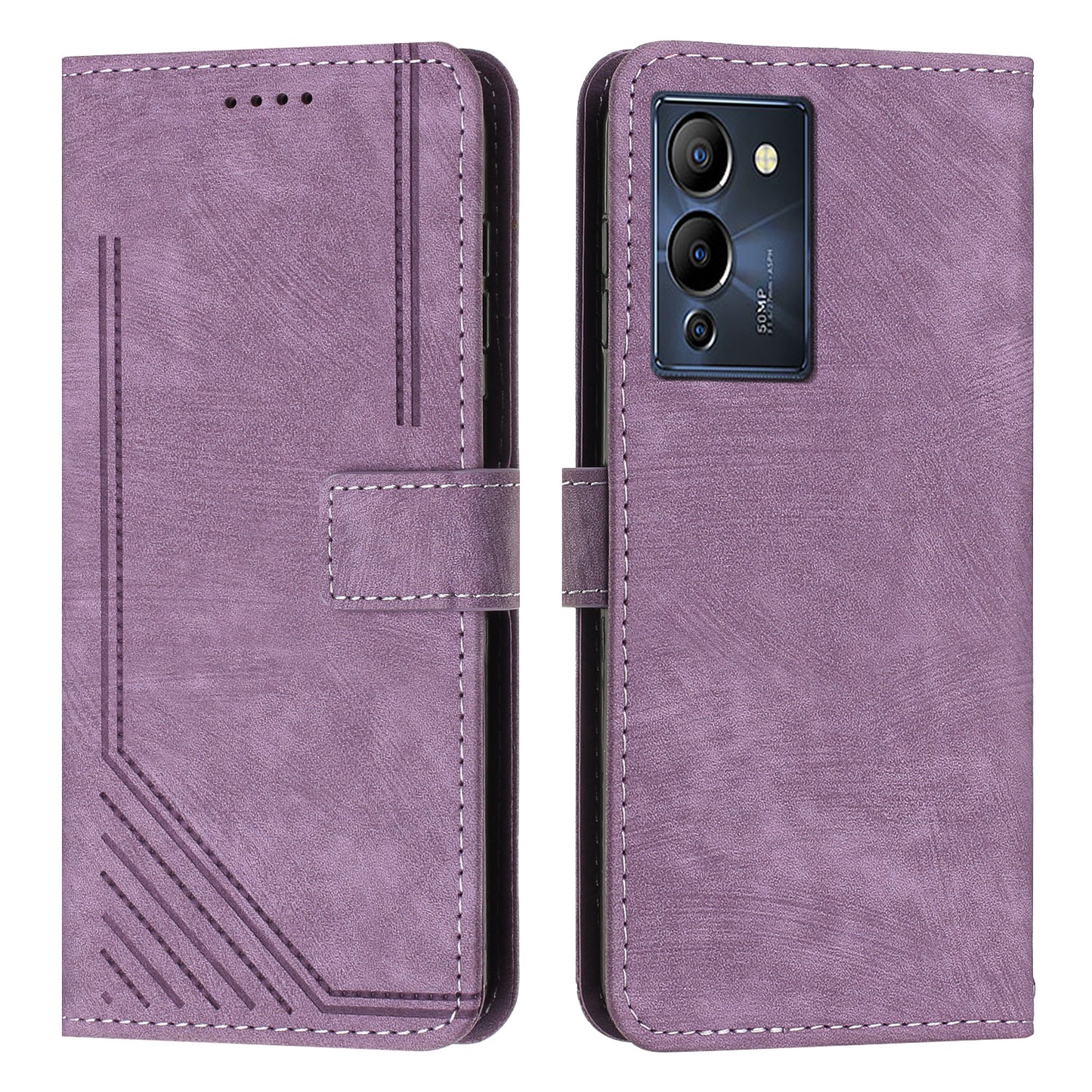For Infinix Note 12 G96 4G Imprinted Lines Phone Shell Cover PU Leather Wallet Phone Stand Case with Straps