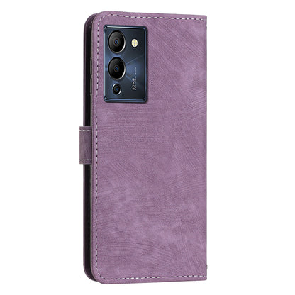 For Infinix Note 12 G96 4G Imprinted Lines Phone Shell Cover PU Leather Wallet Phone Stand Case with Straps