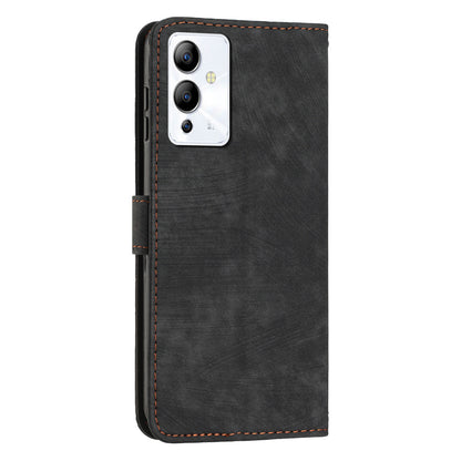 For Infinix Note 12i Anti-fingerprint PU Leather Wallet Phone Stand Case Lines Imprinted Cover with Straps